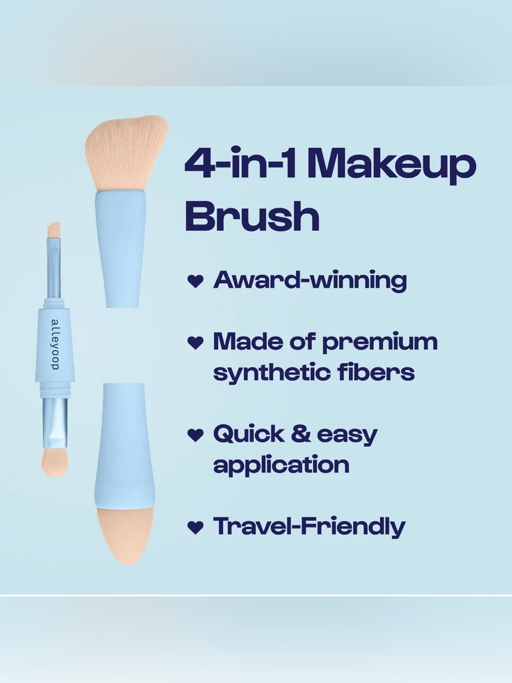 NIB Alleyoop Multi-Tasker 4-in-1 Makeup Brush - Blue - Picture 4 of 15